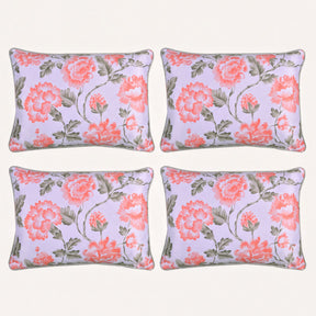 Floral printed throw pillow cover, 14x20 inches, decorative fabric cushion cover with colorful floral design.