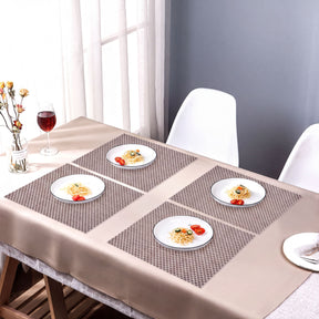 Set of four PVC placemats for dining table, durable and easy to clean, with a sleek design from brand 88186.