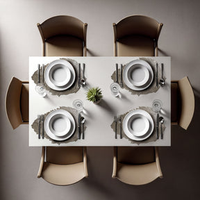 Set of six leaf cut out vinyl placemats from AMF033-GLD featuring elegant leaf-shaped cutouts for dining table decoration.