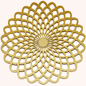 Set of two gold wooden trivets and placemats for dining tables, featuring a stylish wood design by AFM076-GOLD.