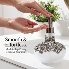 Elegant Haven LB 22725 modern decorative lotion dispenser for bathroom, handcrafted soap dispenser with stylish design.