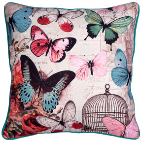 Set of four LD20180010162-4 butterfly printed throw pillow covers featuring colorful butterfly designs on soft fabric.