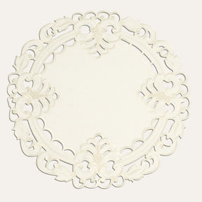Light Beige Round Linen Placemat Doilies - The Damarcus Collection - Decozen