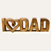Handmade wooden sculpture titled Emmeric Love Dad by LAY028, decorative wooden décor for Father’s Day celebration.