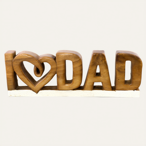 Handmade wooden sculpture titled Emmeric Love Dad by LAY028, decorative wooden décor for Father’s Day celebration.