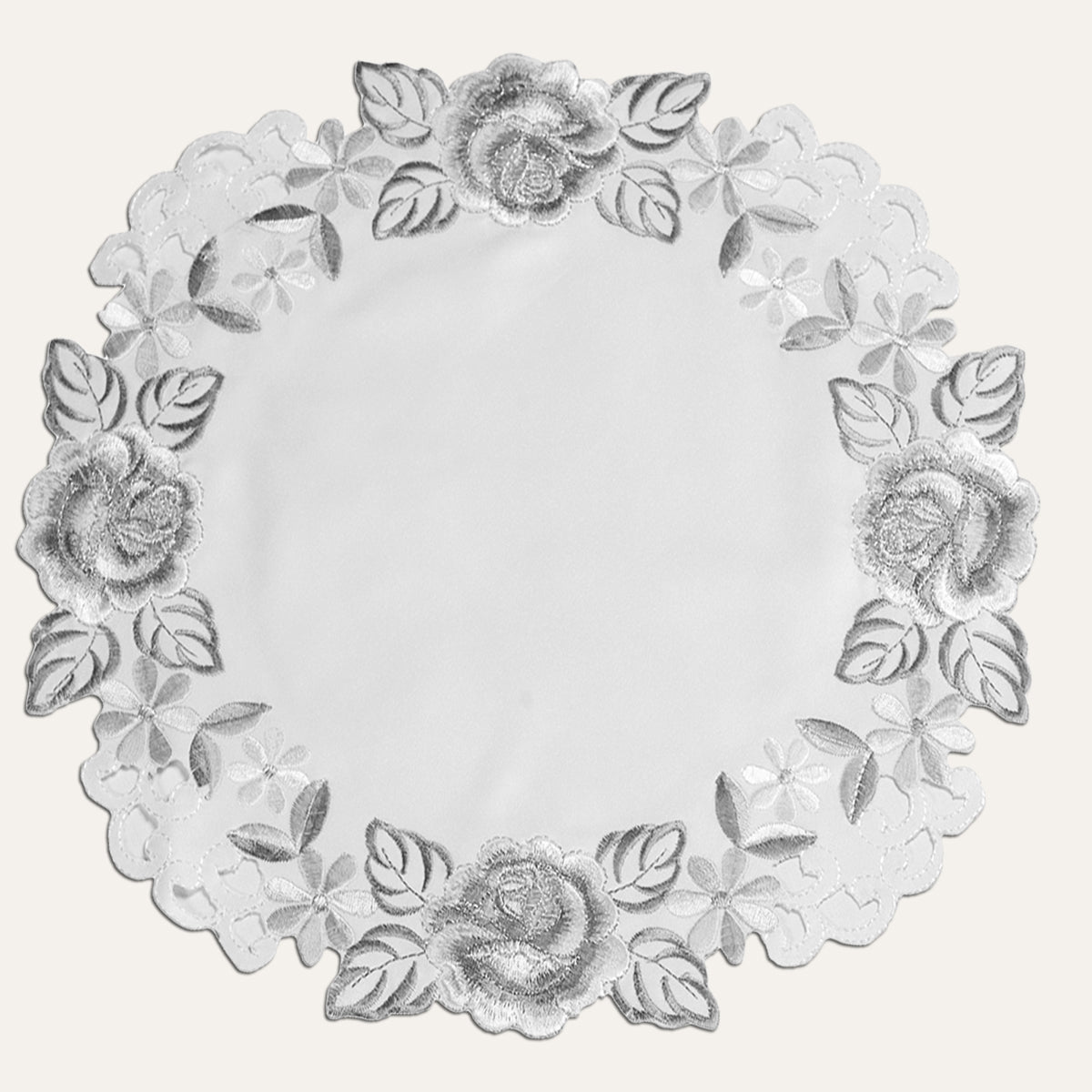 Ivory Round Linen Placemat Doilies - The Alois Collection - Decozen