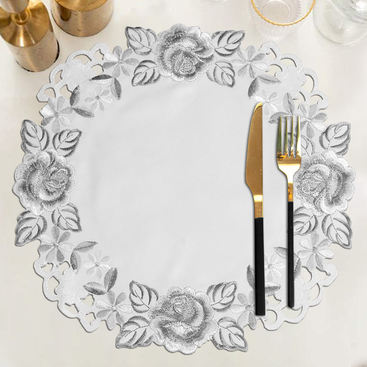 Ivory Round Linen Placemat Doilies - The Alois Collection - Decozen