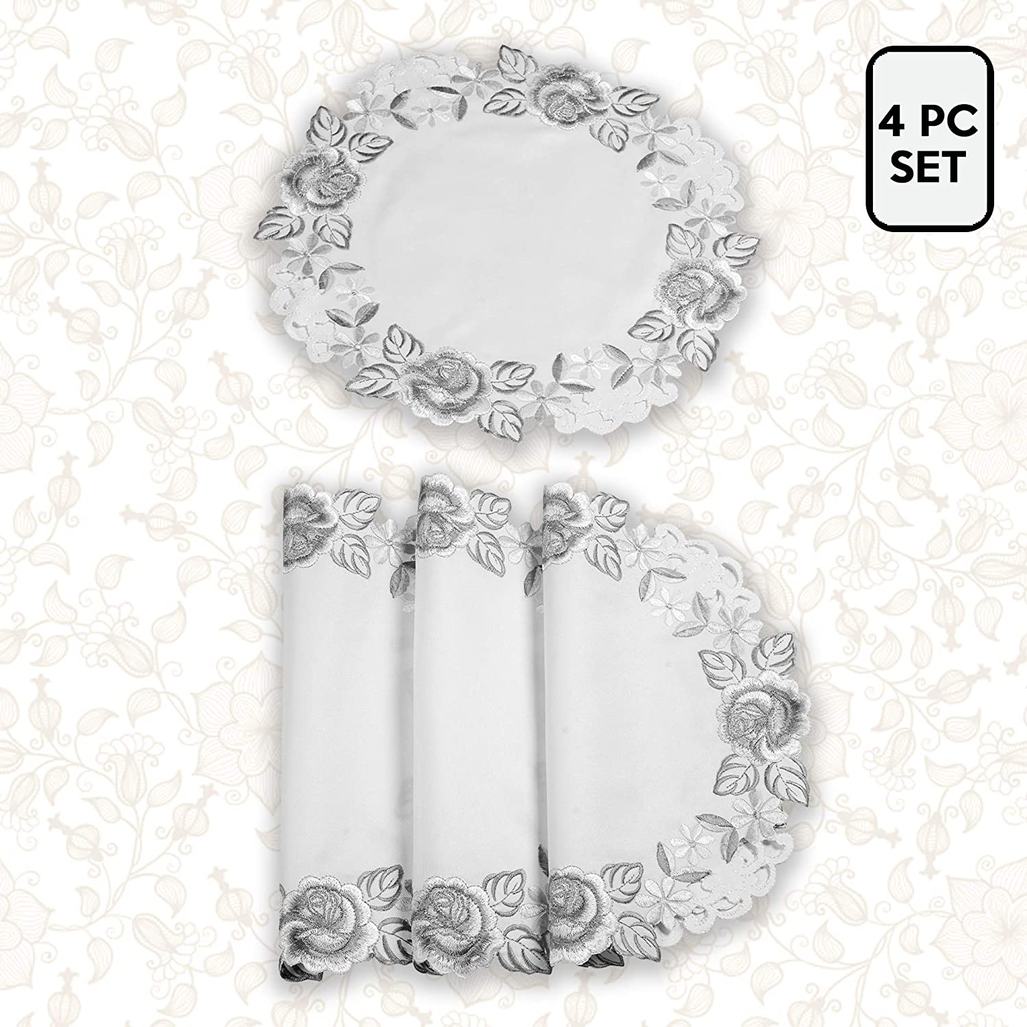 Ivory Round Linen Placemat Doilies - The Alois Collection - Decozen