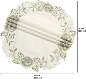 Ivory Round Linen Placemat Doilies - The Alois Collection - Decozen