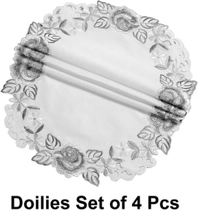Ivory Round Linen Placemat Doilies - The Alois Collection - Decozen