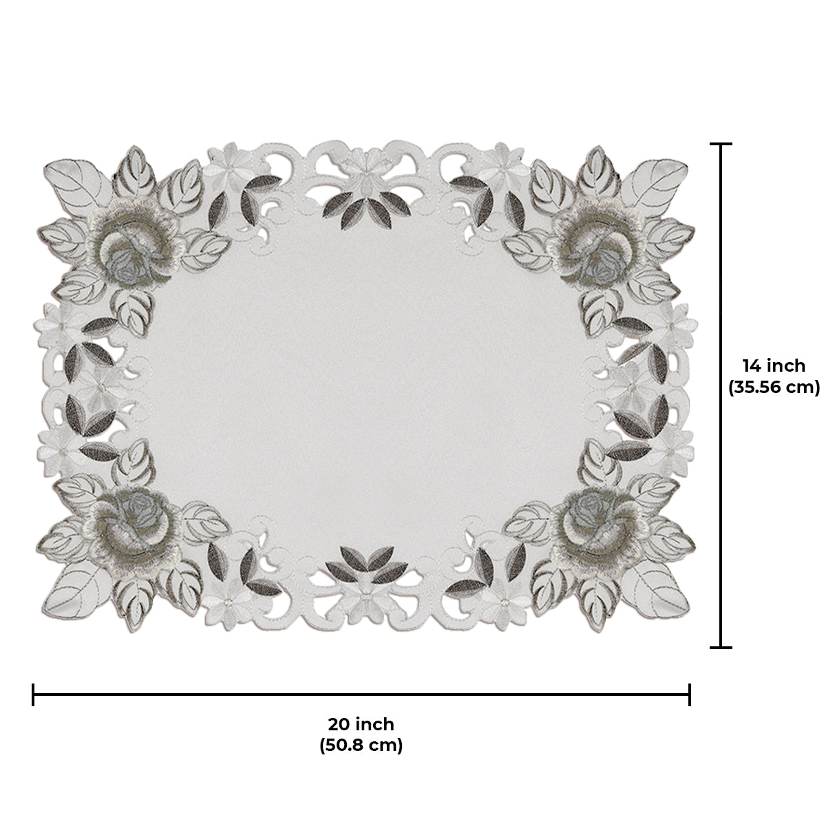 Set of six linen placemats with European embroidery from the Alois Collection, featuring intricate craftsmanship and elegant design.