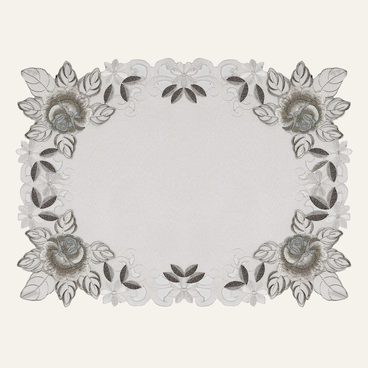Set of 6 linen placemats with European embroidery from The Alois Collection, stylish table decor by FD4151-PM.