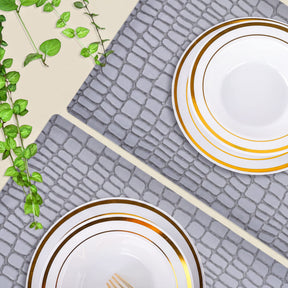 Set of 4 and 6 PVC placemats by 618EVA-7-18-4, featuring colorful, durable plastic surface for dining table protection.