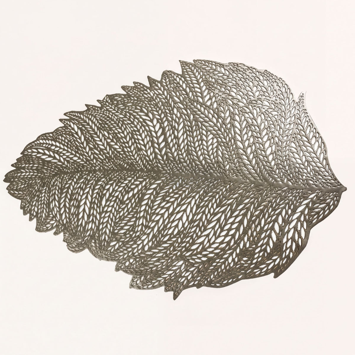 Set of six leaf cut-out vinyl placemats from AMF033-GLD, decorative and protective tableware for dining.
