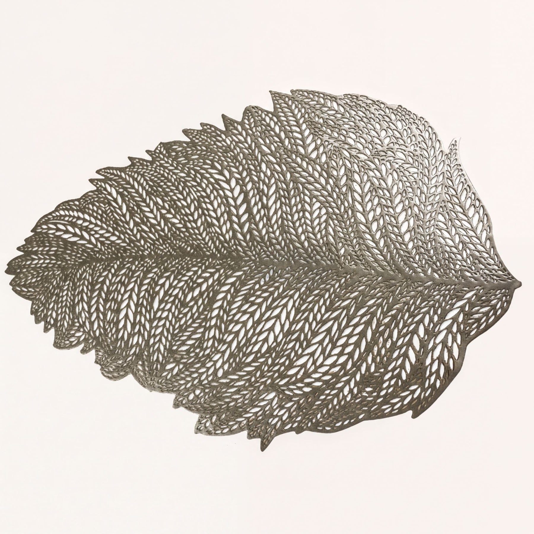 Set of six leaf cut-out vinyl placemats from AMF033-GLD, decorative and protective tableware for dining.
