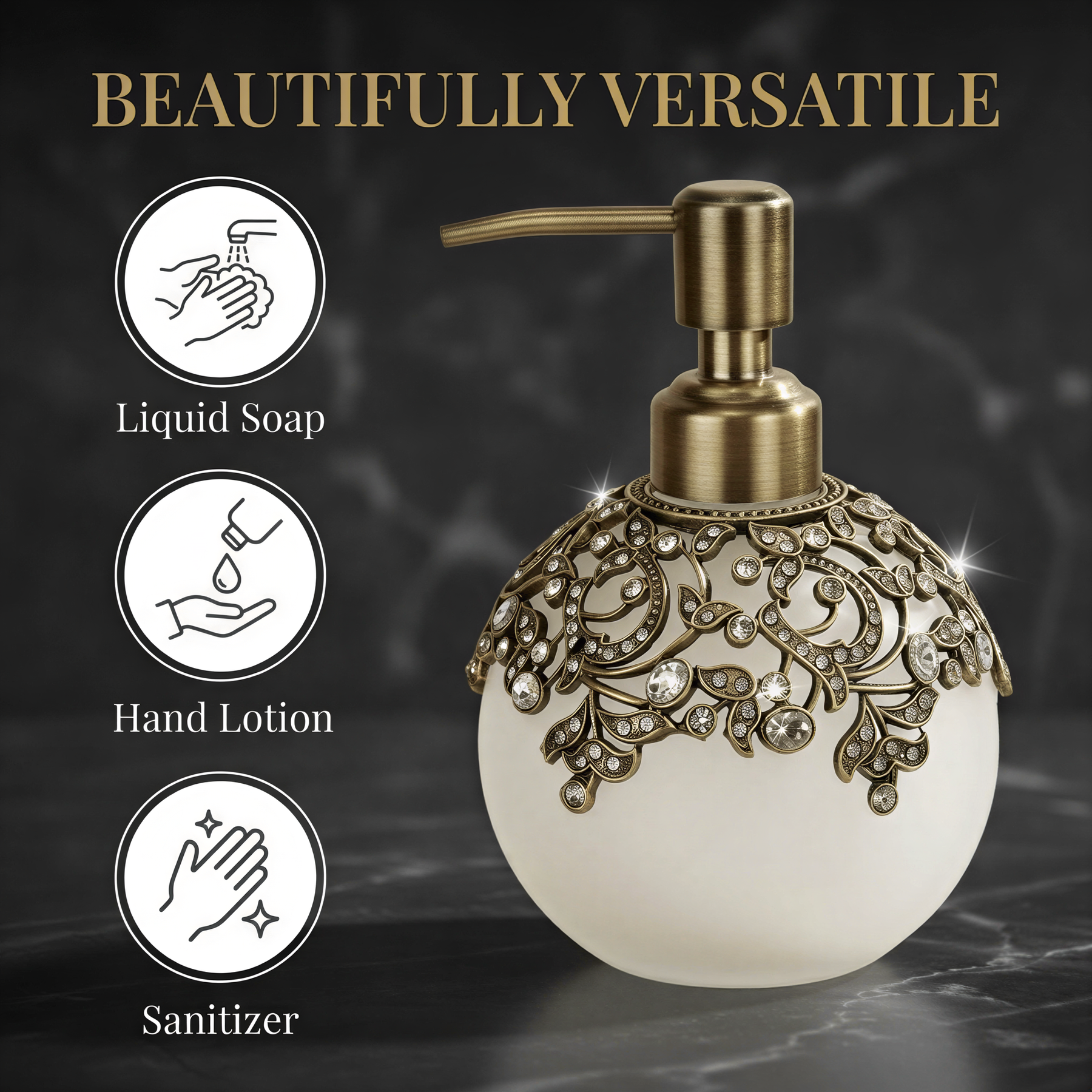 Antoinette Glow LB 24617 modern decorative lotion dispenser for bathroom, 11.5 oz, handmade soap dispenser with elegant design
