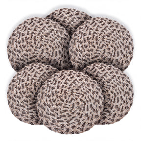 Set of six round PVC cut-out placemats by AXM026H-103, decorative and protective round placemats for dining tables.