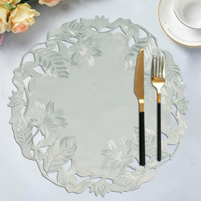 Light Gray Round Linen Placemat Doilies - The Corda Collection - Decozen
