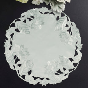Light Gray Round Linen Placemat Doilies - The Corda Collection - Decozen