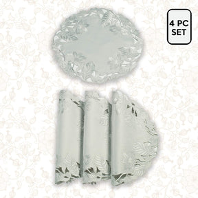 Light Gray Round Linen Placemat Doilies - The Corda Collection - Decozen