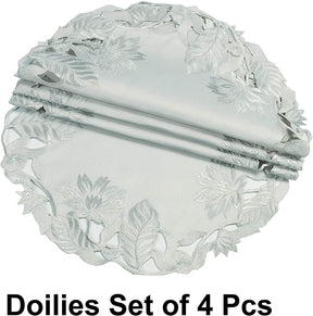 Light Gray Round Linen Placemat Doilies - The Corda Collection - Decozen