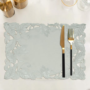 Set of six linen placemats with European embroidery from The Corda Collection, elegant linen table decor by FL3155-PM.