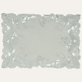 Set of six linen placemats from the Corda Collection featuring intricate European embroidery, by FL3155-PM.