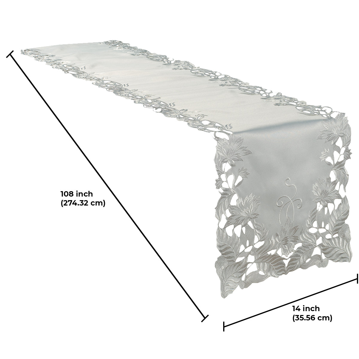 Table Runner with European Embroidery - The Corda Collection - Decozen