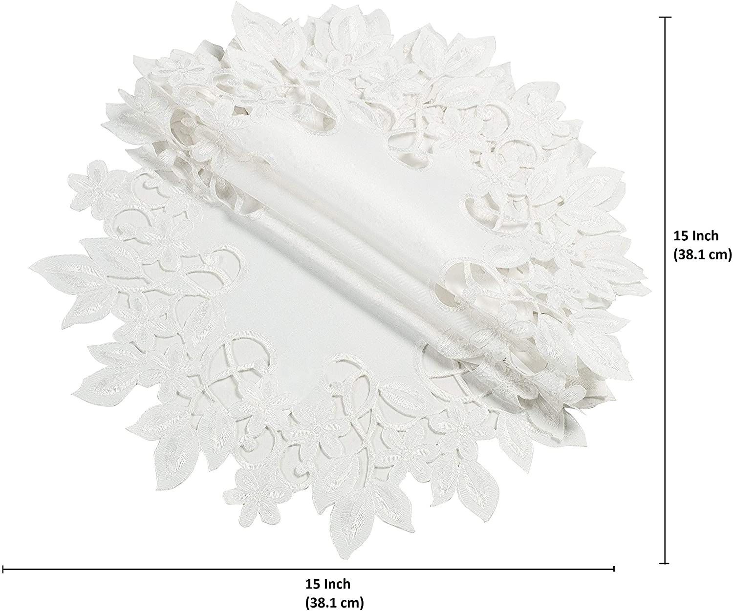 White Round Linen Placemat Doilies - The Darvin Collection - Decozen