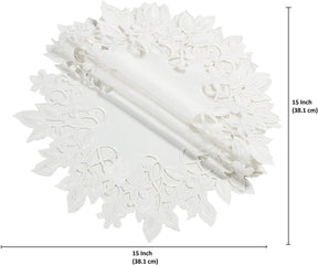 White Round Linen Placemat Doilies - The Darvin Collection - Decozen