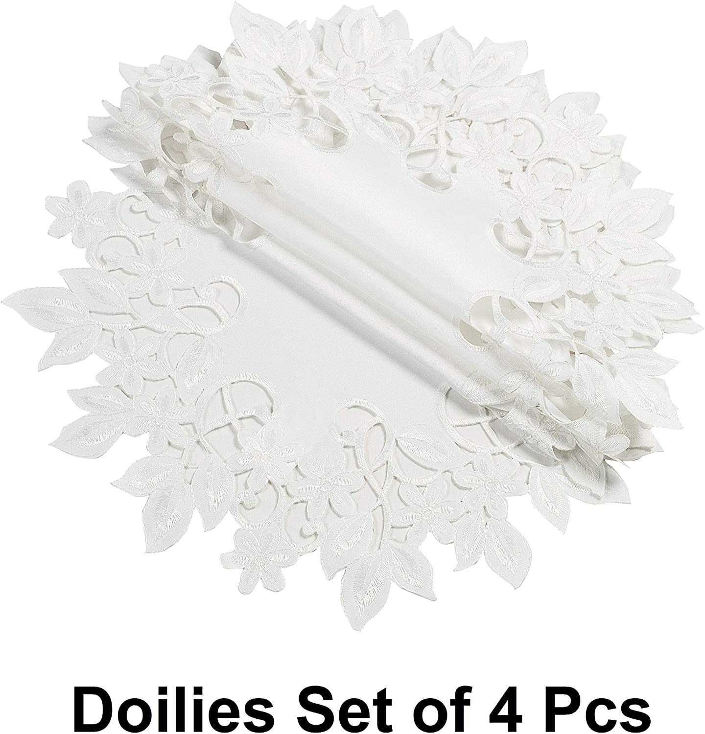 White Round Linen Placemat Doilies - The Darvin Collection - Decozen