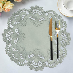 Gray Round Linen Placemat Doilies - The Creola Collection - Decozen