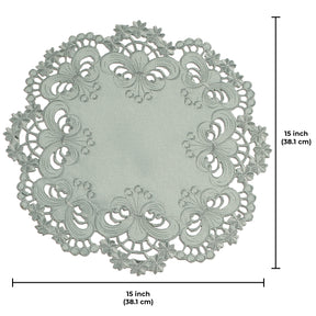 Gray Round Linen Placemat Doilies - The Creola Collection - Decozen