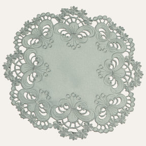 Gray Round Linen Placemat Doilies - The Creola Collection - Decozen