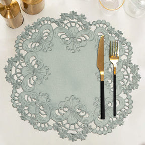 Gray Round Linen Placemat Doilies - The Creola Collection - Decozen