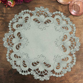 Gray Round Linen Placemat Doilies - The Creola Collection - Decozen