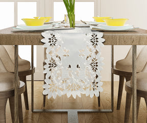 Table Runner with European Embroidery - The Deandra Collection - Decozen