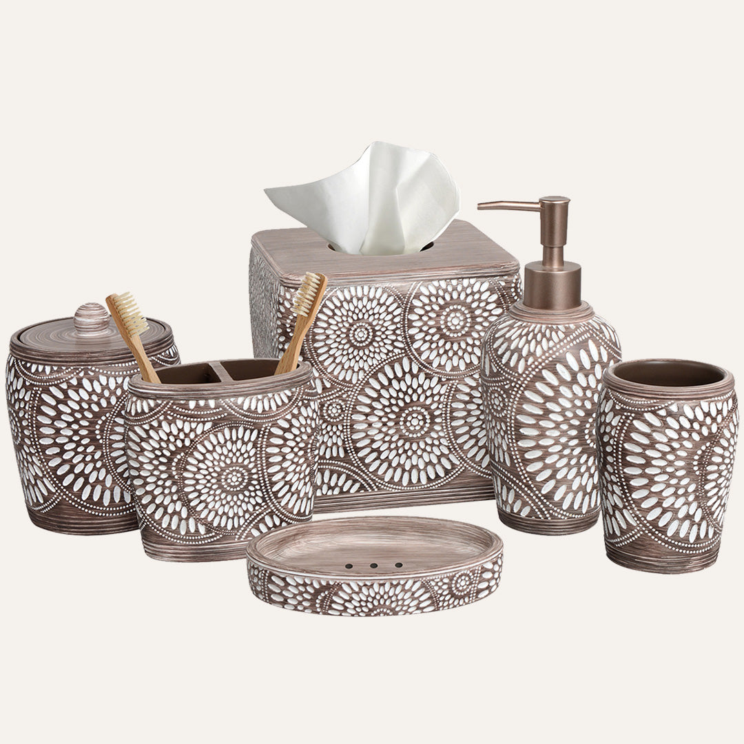 The Ciccone Collection – Elegant Modern Bathroom Décor Accessories Set of 6 - Decozen
