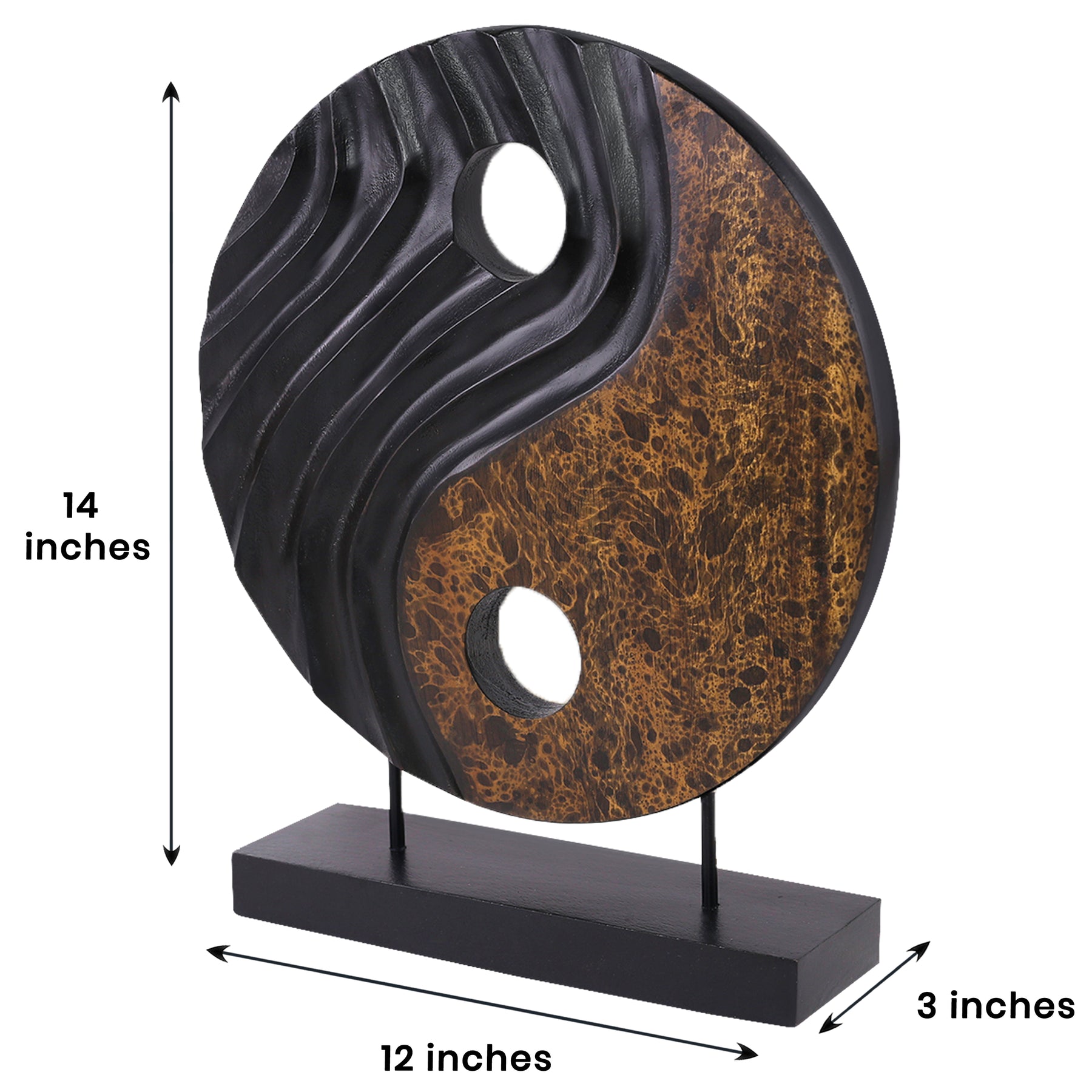 Celestial Balance – Handmade Yin Yang Wooden Sculpture, Decorative Home Art - Decozen