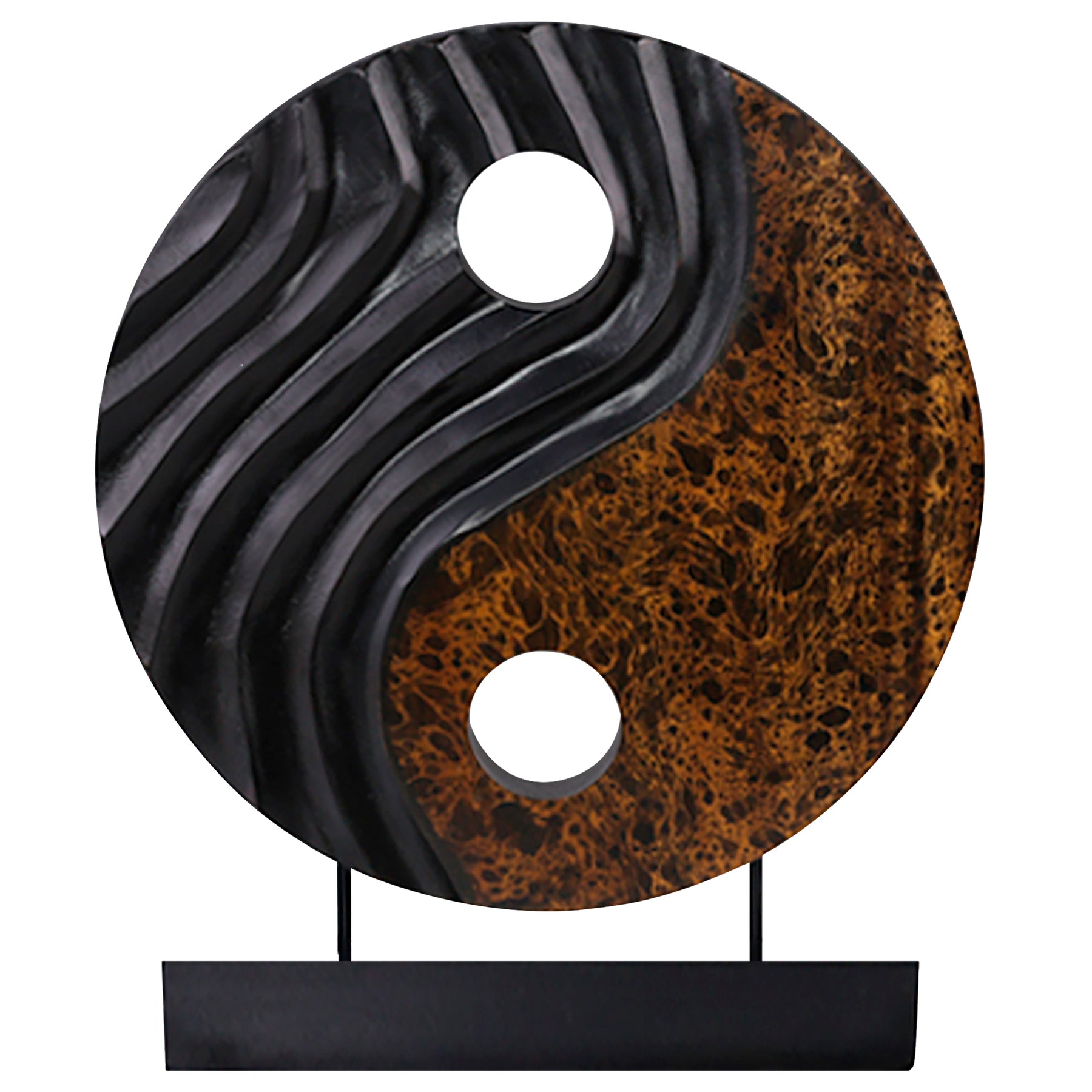 Celestial Balance – Handmade Yin Yang Wooden Sculpture, Decorative Home Art - Decozen