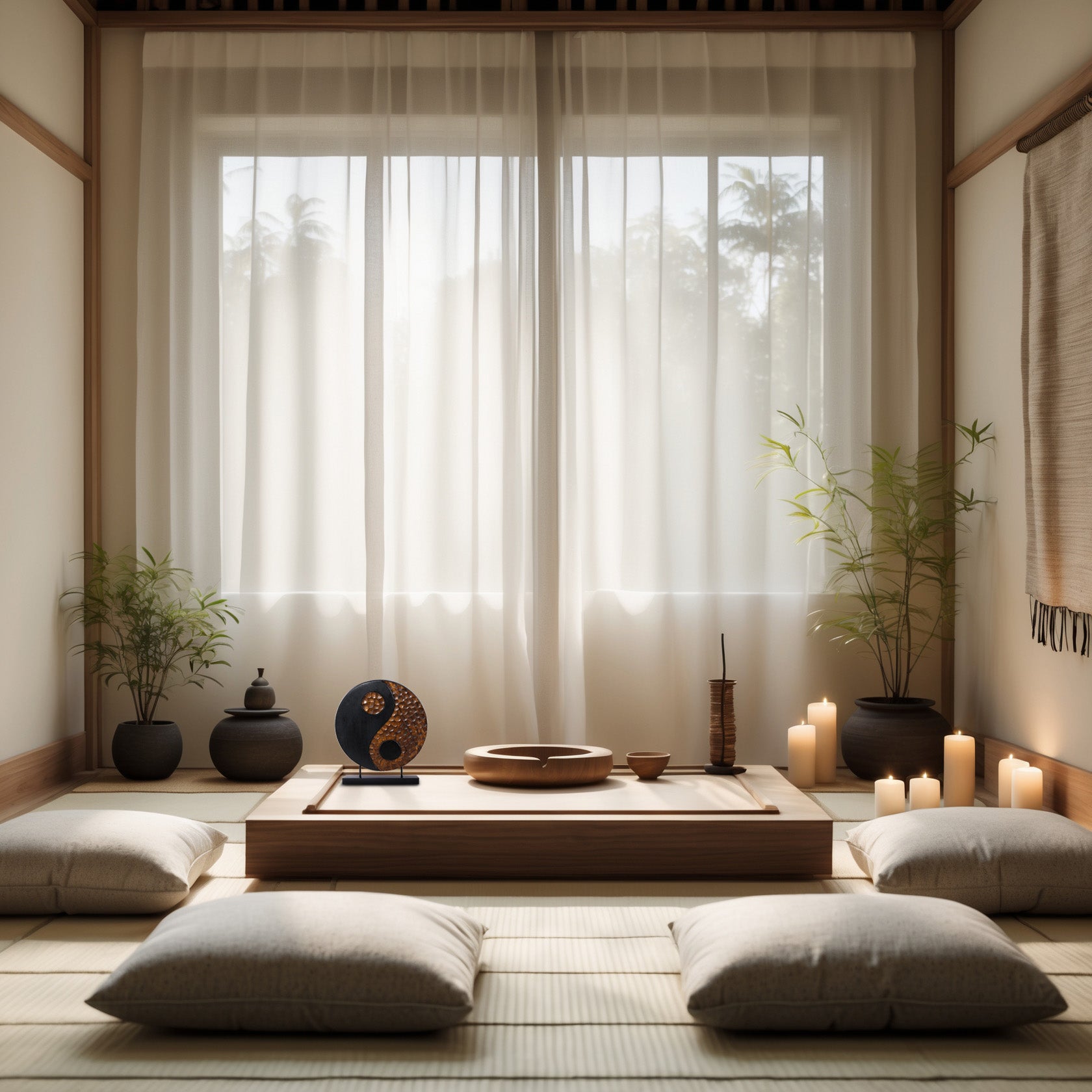 Tranquil Spirit – Hand-Carved Yin Yang Wooden Sculpture, Elegant Home and Farm House Décor - Decozen