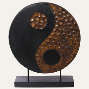 Tranquil Spirit – Hand-Carved Yin Yang Wooden Sculpture, Elegant Home and Farm House Décor - Decozen