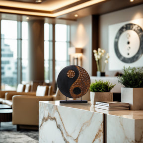 Tranquil Spirit – Hand-Carved Yin Yang Wooden Sculpture, Elegant Home and Farm House Décor - Decozen