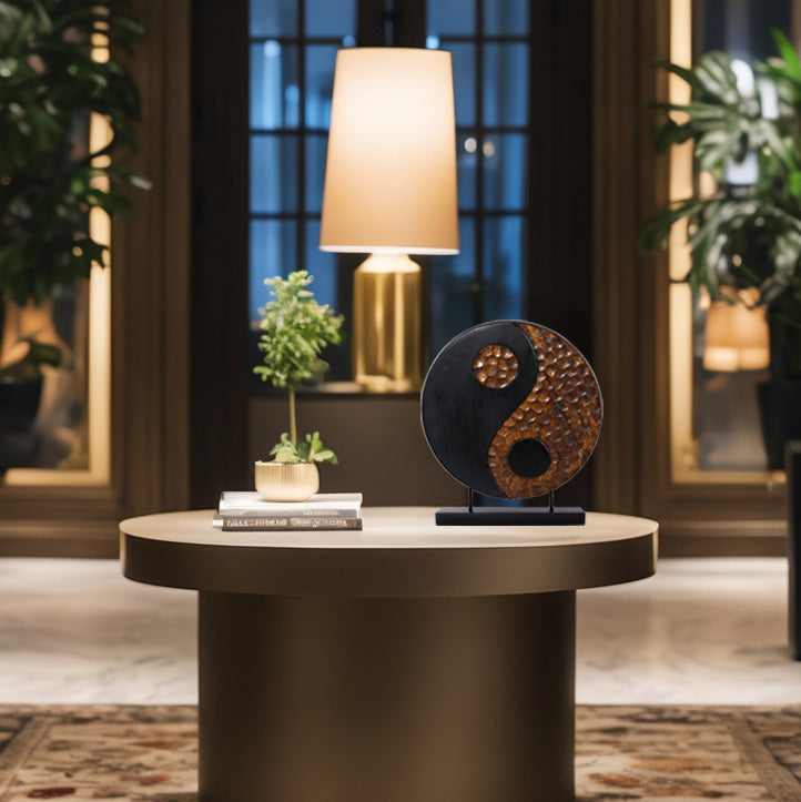 Tranquil Spirit – Hand-Carved Yin Yang Wooden Sculpture, Elegant Home and Farm House Décor - Decozen