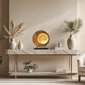 Hand-carved wooden sculpture by LAY003, Nature Form wooden décor accent for home decoration, featuring organic shapes and artistic craftsmanship.