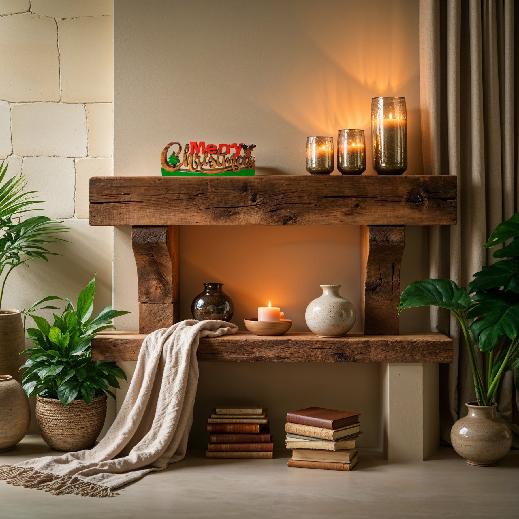 Merry Spirit – Hand-Carved Wooden Sculpture, Handmade Decorative Holiday Accent - Decozen