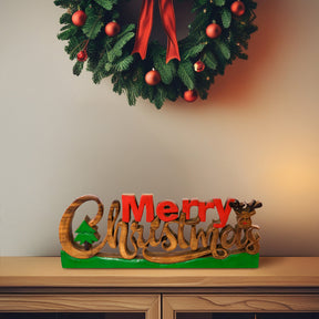 Merry Spirit – Hand-Carved Wooden Sculpture, Handmade Decorative Holiday Accent