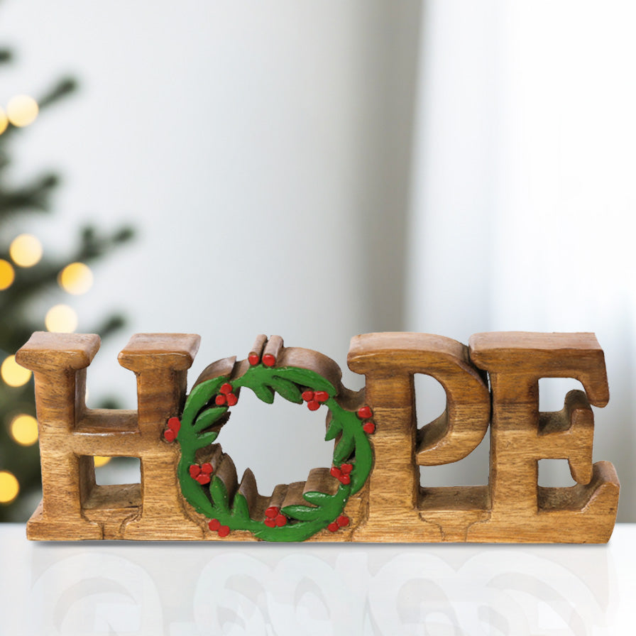 Endless Hope – Handmade Wooden Sculpture, Artistic Symbol of Faith and Light