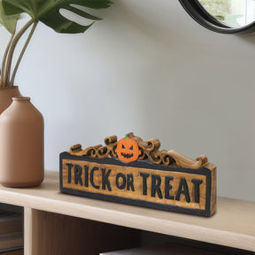 Trick or Treat Wooden Sculpture – Handmade Halloween Decor Decozen Luxe - Decozen