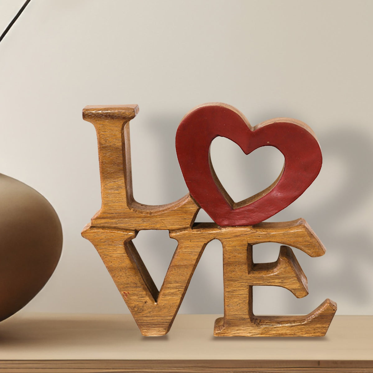 Elmija Enduring Love – Hand-Carved Wooden Sculpture, Handmade Decorative Home Art - Decozen